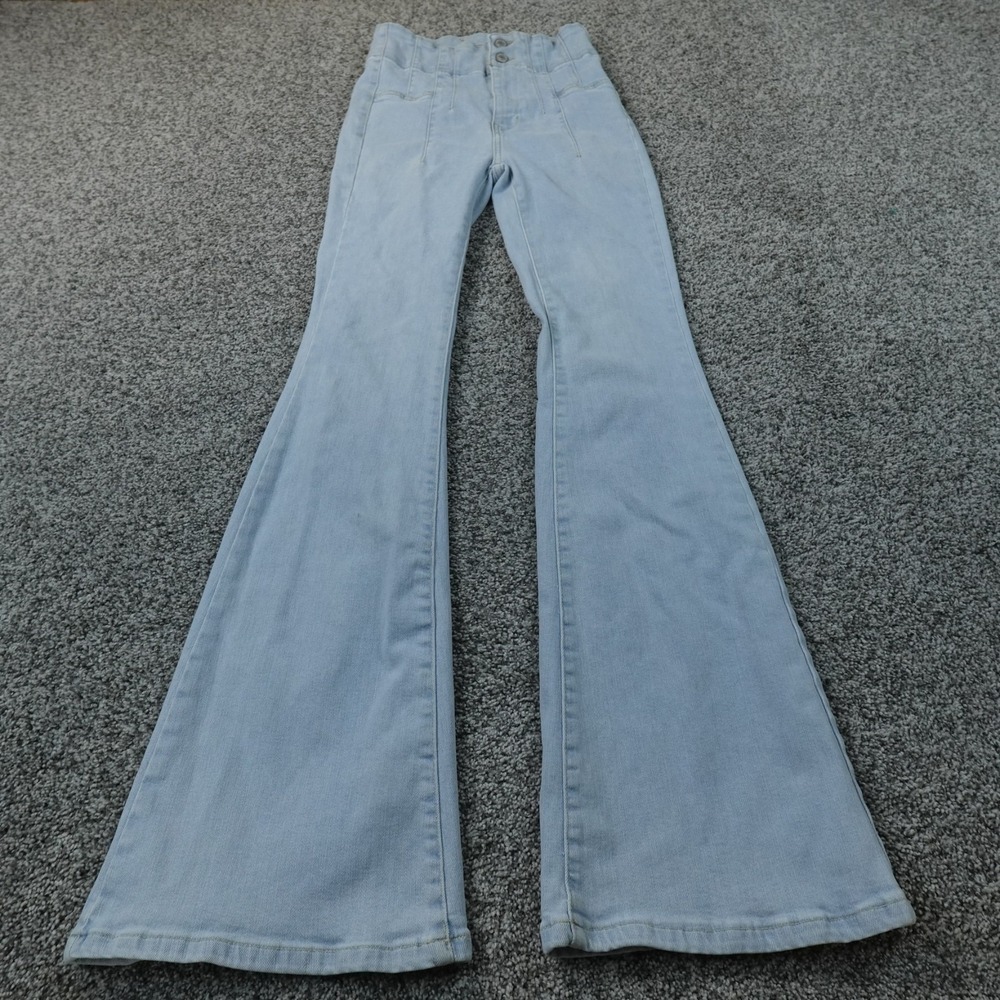 We The Free People Jeans Womens 27 Blue Denim High Rise Bell Flare Stretch Boho